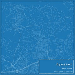 Blueprint US city map of Syosset, New York.