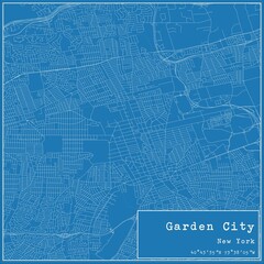 Blueprint US city map of Garden City, New York.