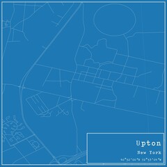 Blueprint US city map of Upton, New York.