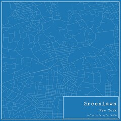 Blueprint US city map of Greenlawn, New York.