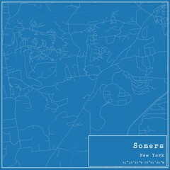 Blueprint US city map of Somers, New York.