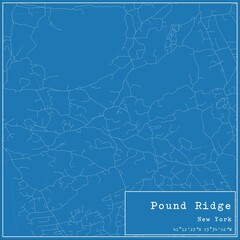 Blueprint US city map of Pound Ridge, New York.