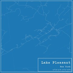 Blueprint US city map of Lake Pleasant, New York.