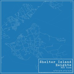 Blueprint US city map of Shelter Island Heights, New York.