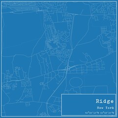 Blueprint US city map of Ridge, New York.