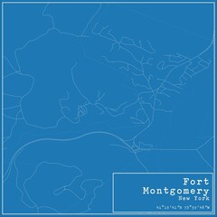 Blueprint US city map of Fort Montgomery, New York.