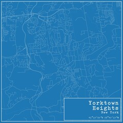 Blueprint US city map of Yorktown Heights, New York.