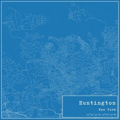 Blueprint US city map of Huntington, New York.
