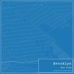Blueprint US city map of Brooklyn, New York.