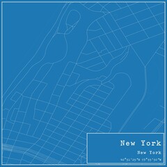 Fototapeta na wymiar Blueprint US city map of New York, New York.