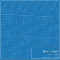 Blueprint US city map of Brooklyn, New York.