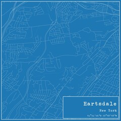 Blueprint US city map of Hartsdale, New York.