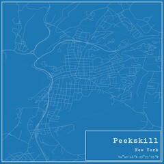 Fototapeta premium Blueprint US city map of Peekskill, New York.