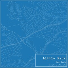 Blueprint US city map of Little Neck, New York.