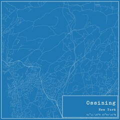 Blueprint US city map of Ossining, New York.
