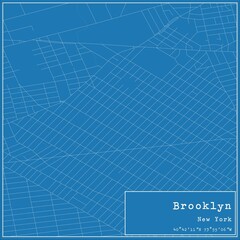 Blueprint US city map of Brooklyn, New York.