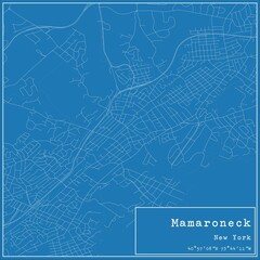 Blueprint US city map of Mamaroneck, New York.