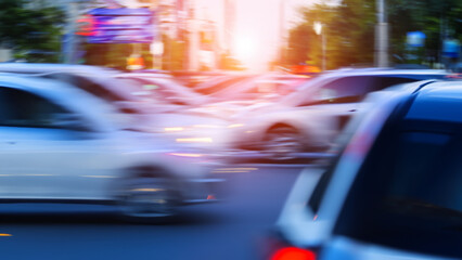 Fototapeta na wymiar motion blurred image of traffic in the city