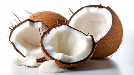 Coconuts on white background