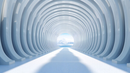 Fototapeta premium a bright white tunnel of heaven with fast perspective