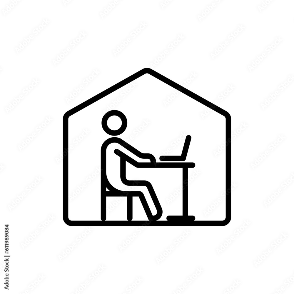 Poster work at home outline vector icon isolated on white. work at home stock vector icon for web, mobile a