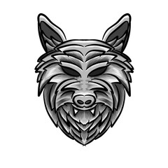wolf head vector in dark color.isolated on white background.