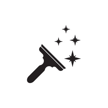 Glass cleaning tool icon logo illustration template design.