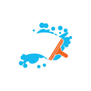 Glass cleaning tool icon logo illustration template design.