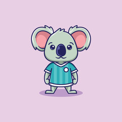 minimalist cute koala animal wearing soccer shirt cartoon flat icon vector Illustration design. simple modern cute koala isolated flat cartoon style