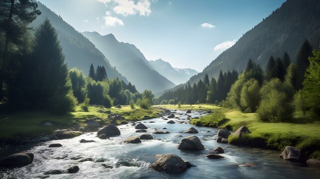 Close Up of a River in the Mountains