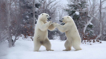 Polar bears annoy each other in the snow, Generative Ai