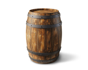 Wooden barrel isolated on empty background. 3D Rendering