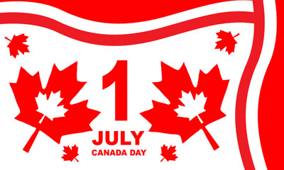 Big Maple Leaf as a symbol of the Canadian Flag with a white maple leaf inside and a Canadian flag Ribbon frame commemorating Canada Day On July 1