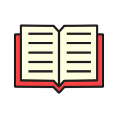 vector open book icon and illustration. reading colored flat icon