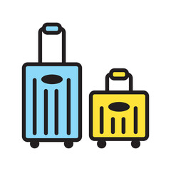 Suitcase flat coloured icon. Travel baggage and luggage colored icon and illustration.