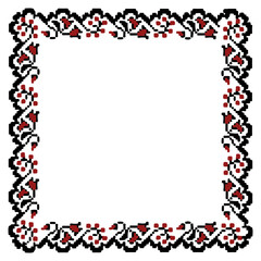 Obraz premium Vector ethnic Ukrainian frame pattern with floral elements