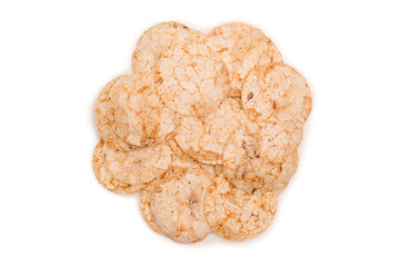 Rice chips isolated on white background.