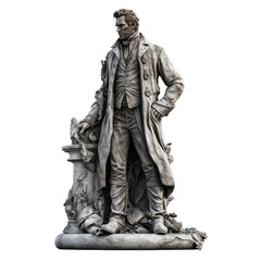 Naklejka premium A sculpture of a man carved from stone stands tall, its features intricately detailed. - generative ai.