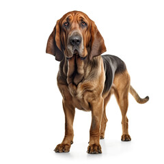 bloodhound dog isolated in a white background, ai generative. - obrazy, fototapety, plakaty