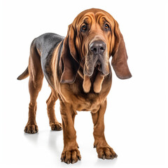 bloodhound dog isolated in a white background, ai generative. - obrazy, fototapety, plakaty