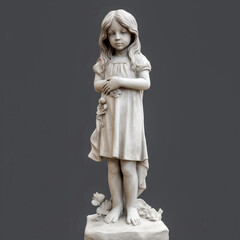 A Statue of a young girl crafted in stone stands in the sun - generative ai