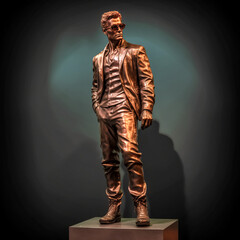 A sculpture of a man in bronze stands tall in his pose, giving the viewer a sense of strength and power. - generative ai