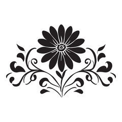 Flower vector Design Illustration black color, Floral Flower vector