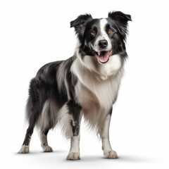 Border collie dog isolated in a white background, ai generative