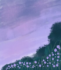 landscape sky and grass dusk scene