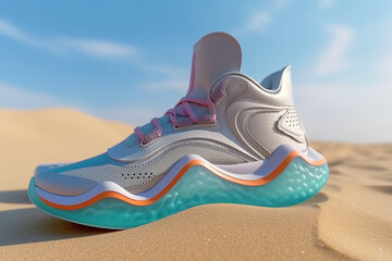 Naklejka premium Sport shoes, super photo realistic background, generative ai illustration