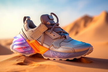 Naklejka premium Sport shoes, super photo realistic background, generative ai illustration