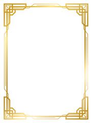  Art Deco gold frame vintage frame line geometric wedding label card frame png transparent background