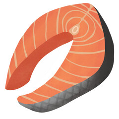 cute salmon slide cartoon for sea food