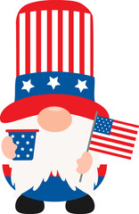 4th July, Independence Day, Cute Gnome